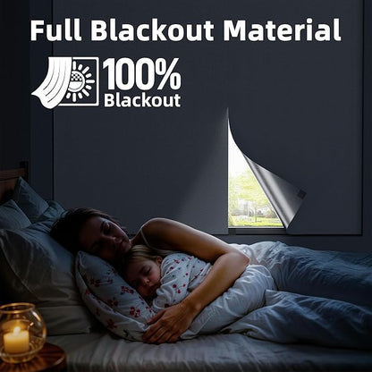 Magnetic Blackout Window Cover, 54" x 58" Portable Blackout Curtains for Bedroom, No Drill Windows Shades & Black Out Blinds, Temporary Black Out Shades for Window Film Nursery Travel RV - White