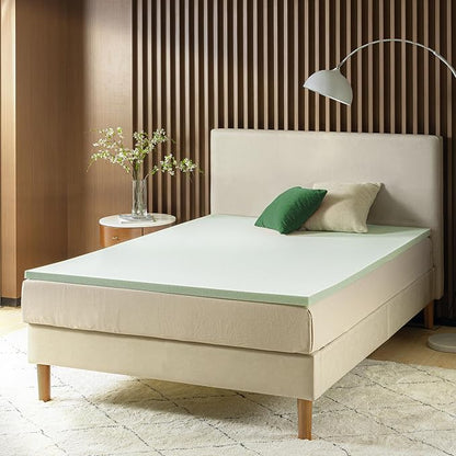 ZINUS 2 Inch Green Tea Memory Foam Mattress Topper, Pressure-Relieving Layer, Ideal for Back Pain Relief, Compact WONDERBOX Packaging, CertiPUR-US Certified, Queen