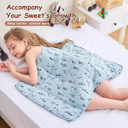 yescool Shark Weighted Lap Pad 2 Pounds Cooling Weighted Lap Pad, Small Weighted Blanket, Weighted Throw Blanket Gift for Travel Indoor Outdoor, 20"x30"