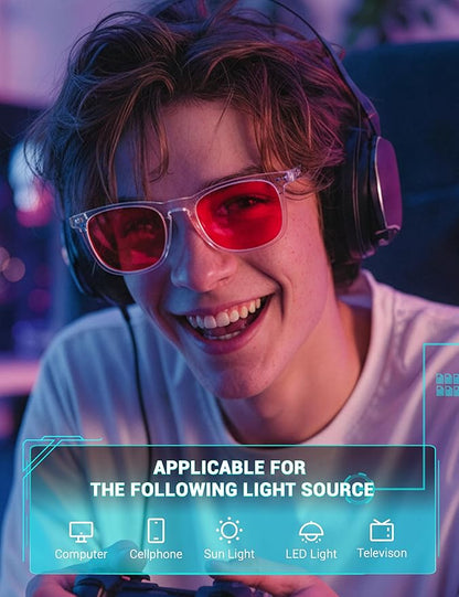 TIJN Sleep Glasses for 99% Blue Green Light Blocking Red Lens for Computer Gaming Screen Fatigue UV Protection