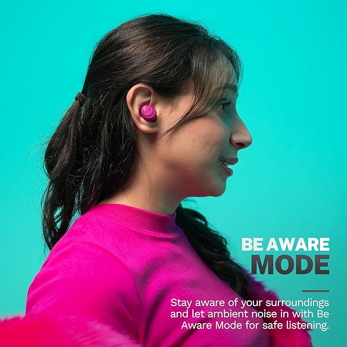 JLab Go Air Pop+ True Wireless Earbuds, in Ear Headphones, Bluetooth Earphones, 35H Playtime Ear Buds, Bluetooth Earbuds with Microphone, USB-C Charging Case, Dual Connect, EQ3 Sound, Dark Pink