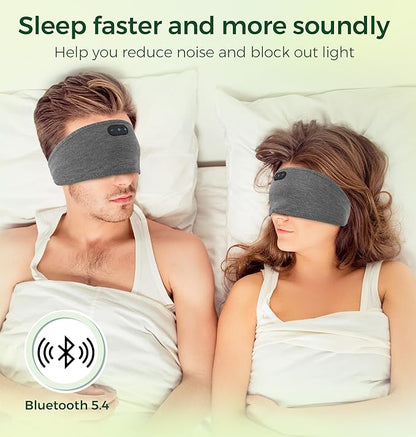 Bamboo Cotton Sleep Headphones,Ultra-Soft Wireless Headband Bluetooth for Side Sleepers, with 14H Playtime & Bluetooth 6.0, 4-in-1 Music Sleep Earphones for Side Sleeping(Grey)