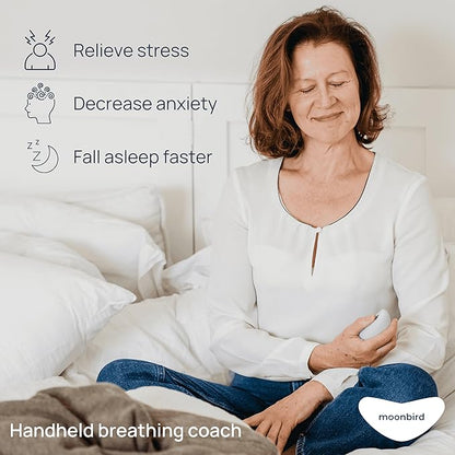 Moonbird Breathing & Meditation Device - Instant Stress Relief, Anxiety Relief, Relaxation for Women & Men - Helps with Better Sleep, Stress, and Overall Health- Biofeedback Device - Blue Green