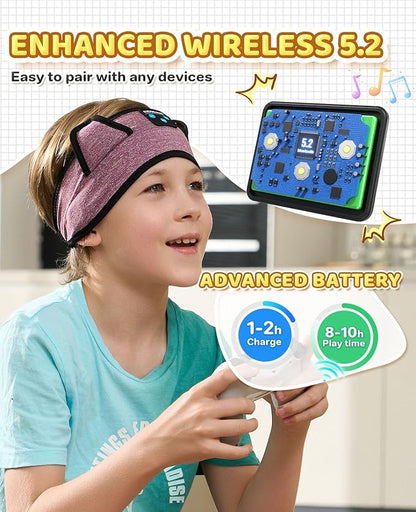 Kids Headphones, Bluetooth Headband Earphones for Children,Baby,Toddlers.Kids Headband Headphones for Home,Plane & Car Travel Accessories with Wired Playback 3.5 MM Jack, Wireless & Wired Palyback