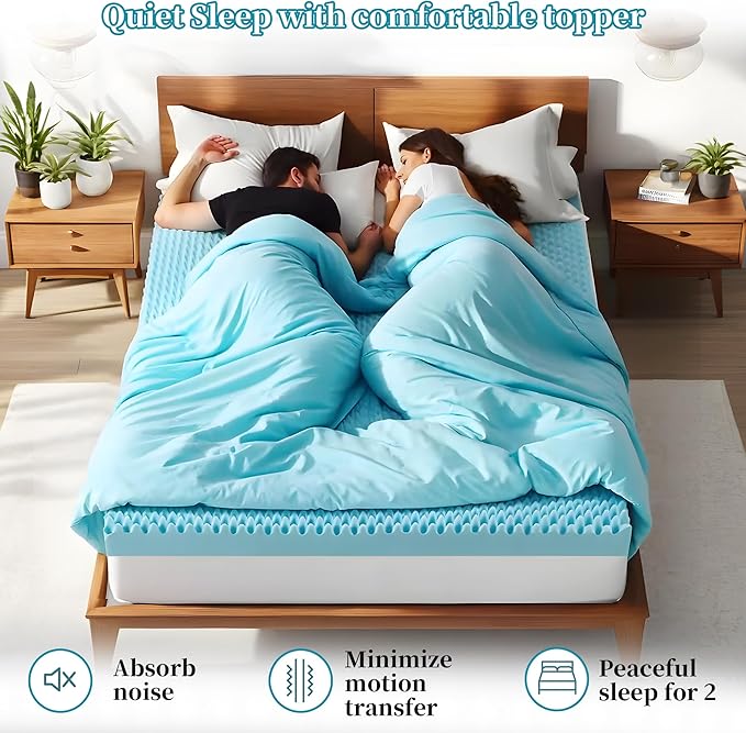 4 Inch Queen Size Mattress Topper, Memory Foam Mattress Topper Queen Size with Cooling Gel Egg Crate Matress Toppers, Breathable, CertiPUR-US Certified Dorm Essentials for College, RV,Apartment