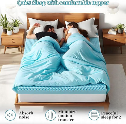 4 Inch Queen Size Mattress Topper, Memory Foam Mattress Topper Queen Size with Cooling Gel Egg Crate Matress Toppers, Breathable, CertiPUR-US Certified Dorm Essentials for College, RV,Apartment