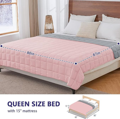 King Size Weighted Blanket for Adults (30 lbs, 80” x 87”, Pink Grey) Cooling Heavy Blanket for Sleeping Perfect for 290-310 lbs, Breathable Blanket for Adults & Couple All Season, Machine Washable
