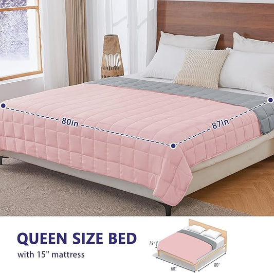 King Size Weighted Blanket for Adults (20 lbs, 80” x 87”, Pink Grey) Cooling Heavy Blanket for Sleeping Perfect for 190-210 lbs, Breathable Blanket for Adults & Couple All Season, Machine Washable