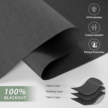 ZSHINE Motorized Blackout Window Blinds Over-Size Customize Width (21-114 Inches) Remote Control Wireless and Rechargeable Motor Roller Shades Blinds for Windows(82133E)