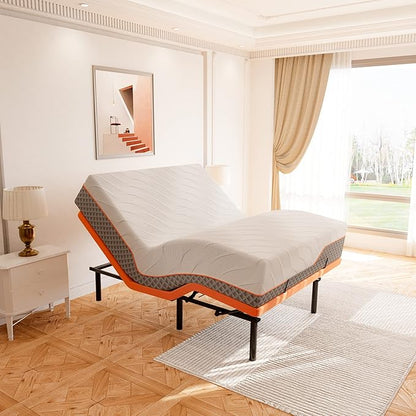 ESHINE Adjustable Bed Frame with Matt Queen(Medium Soft), Memory Foam Hybrid 14 Inch Matt, Bluetooth App Control, Wireless Remote, 5 Minutes Installation, Head and Foot Incline, 2000 Series