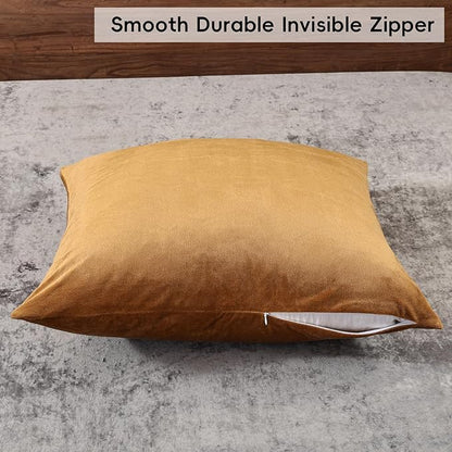 PHF Super Soft Velvet Throw Pillow Covers, 24"x24", No Insert, 2 Pack Color Gradient Cushion Covers, Ultra Soft Cozy Square Shell for Home Decorative, No Shedding, No Pilling, Brownish Camel