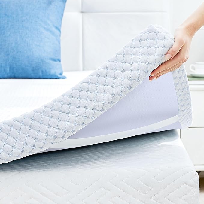 SINWEEK 3 Inch Twin XL Cooling Memory Foam Mattress Topper for Pressure Relief, Thick Bed Mattress Pad with Cooling Soft Cover and Adjustable Straps, CertiPUR-US Certified
