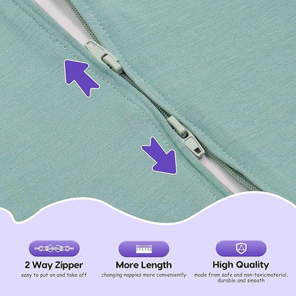 PuppyPaws Baby Sleep Sack 1.5 TOG 2-Pack Set, Transitional Swaddle with Arms Up Length Sleeves and Mitten Cuffs, Sleep Sack 6-9 Months, 95% Rayon derived from Bamboo, 5% Spandex