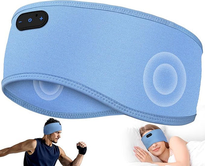 MUSICOZY Sleep Headphones Bamboo Cotton Headband, Wireless Bluetooth 5.4 Headphones for Sleeping Side Sleepers, Sleeping Headband for Men & Women, Ideal Gift for Travel, Workout, Yoga(Sky Blue)