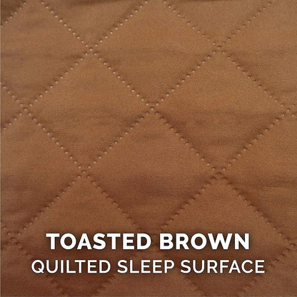 Furhaven Cooling Gel Dog Bed for Large Dogs w/ Removable Bolsters & Washable Cover, For Dogs Up to 125 lbs - Quilted Sofa - Toasted Brown, Jumbo Plus/XXL