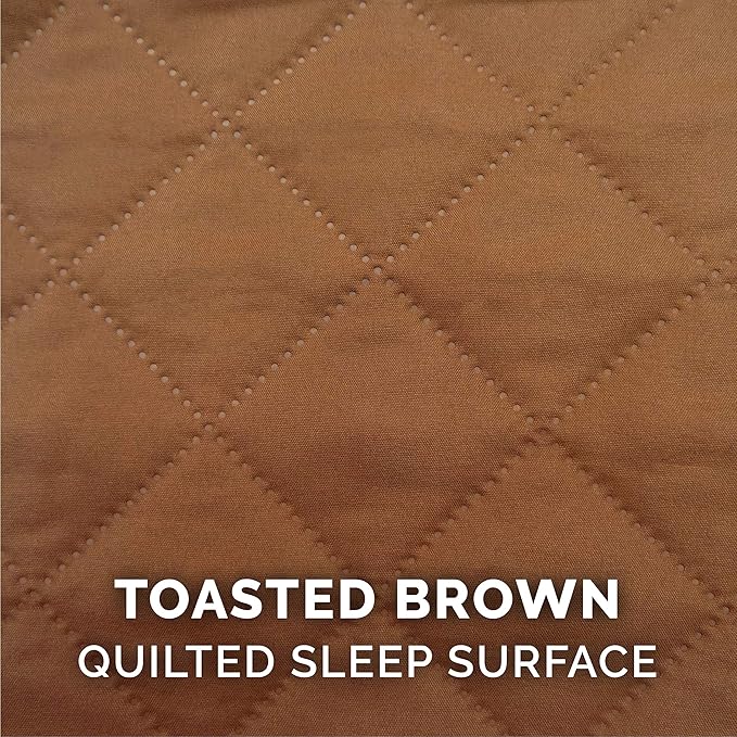 Furhaven Cooling Gel Dog Bed for Medium/Small Dogs w/ Removable Bolsters & Washable Cover, For Dogs Up to 35 lbs - Quilted Sofa - Toasted Brown, Medium