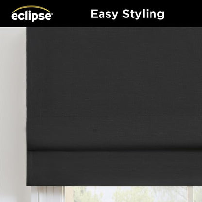 Eclipse Kylie 100% Blackout Window Roman Shade, 23 in Wide x 64 in Long, Cordless, Thermal and Noise Reducing Interior Shade Window Treatment for Home Privacy & Energy-Efficiency, Black
