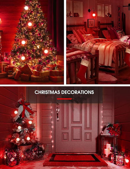 L LOHAS LED Red LED Light Bulbs, A19 9W (60W Equivalent) Christmas Red Colored Light Bulb Indoor, E26 Base, Non-Dim, 2 Pack