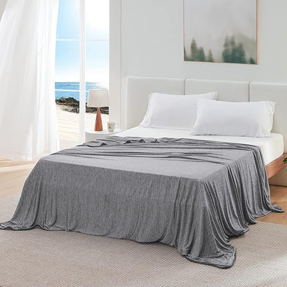 Bedsure Cooling Blanket King Size for Hot Sleepers - Summer Blanket King Size Cold Bed Cool Arc-Chill Thin Ice Cooled Grey Bedding with Rayon Derived from Bamboo Night Sweats Hot Flashes, 108x90
