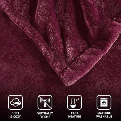 Beautyrest Heated Electric Blanket for Cold Weather, Fast Heating Heated Blanket, Auto Shut Off, Virtually Zero EMF, Multi Heat Setting, UL Certified, Red Full (84 inx80 in)