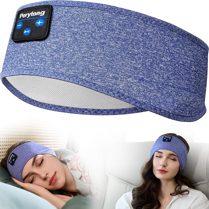 Perytong Sleep Headphones Wireless, Bluetooth Sports Headband Headphones with Ultra-Thin HD Stereo Speakers Perfect for Sleeping,Workout,Jogging,Yoga,Insomnia, Air Travel, Meditation (SkyBlue)