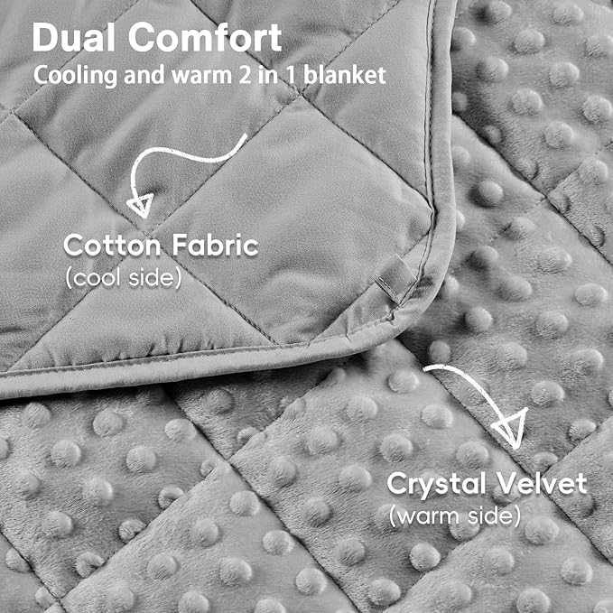 yescool Twin Size Weighted Blanket for Adults 12 Pounds Grey Cooling Weighted Heavy Blanket, Minky Throw Blankets Warm Weighted Comforter, Big Washable Thick Blankets Gift for 100-150lbs, 48 * 72in