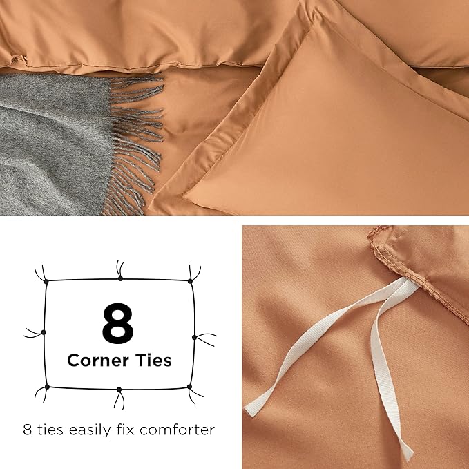 Bedsure Duvet Cover California King Size - Soft Double Brushed Bedding Set for Kids & Adults, Zipper Closure, 3 Pieces, Includes 1 Duvet Cover (104"x98") & 2 Pillow Shams, NO Comforter, Burnt Orange