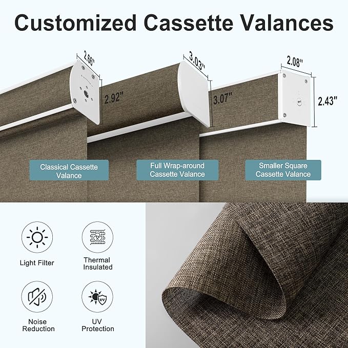 BERISSA Motorized Blinds with Remote,Light Filtering Smart Roller Shades with App,Voice Control,Thermal Insulated Automatic Blinds,Electric Shades with USB/Solar Pannel.Filter Linen Brown