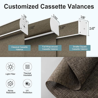 Motorized Blinds with Remote,Light Filtering Smart Roller Shades with App,Voice Control,Thermal Insulated Automatic Blinds,Electric Shades with USB/Solar Pannel.Filter Linen Brown