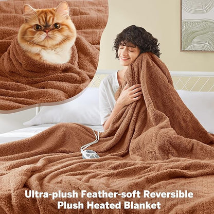 Serta Heated Blanket, Electric King Size Blanket, Soft, Warm, Fuzzy Heating Blanket King for Office, Couch, 1-12 hr Auto Shut Off Timer, 10 Lv Heat Setting, ETL Certified, King 100" x 90" Rust