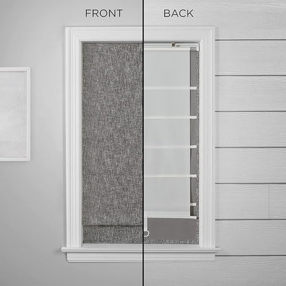 Eclipse Drew Noise Reducing Blackout Cordless Lined Window Roman Shade for Living Room, 33 in x 64 in, Charcoal