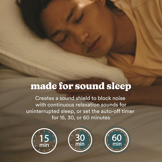 Homedics SoundSleep Rejuvenate White Noise Sleep Machine, Small Travel Sound Machine with 6 Relaxing Nature Sounds, Portable Sound Therapy for Home, Office, Nursery, Auto-Off Timer, by Homedics