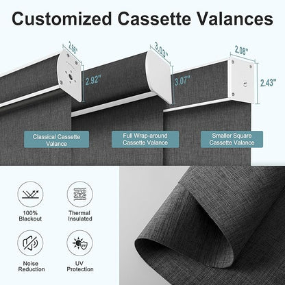 Motorized Blinds with Remote,Blackout Smart Roller Shades with App,Voice Control,Linen Fabric,Thermal Insulated Automatic Blinds,Electric Shades with USB/Solar Pannel.Double-Sided Black