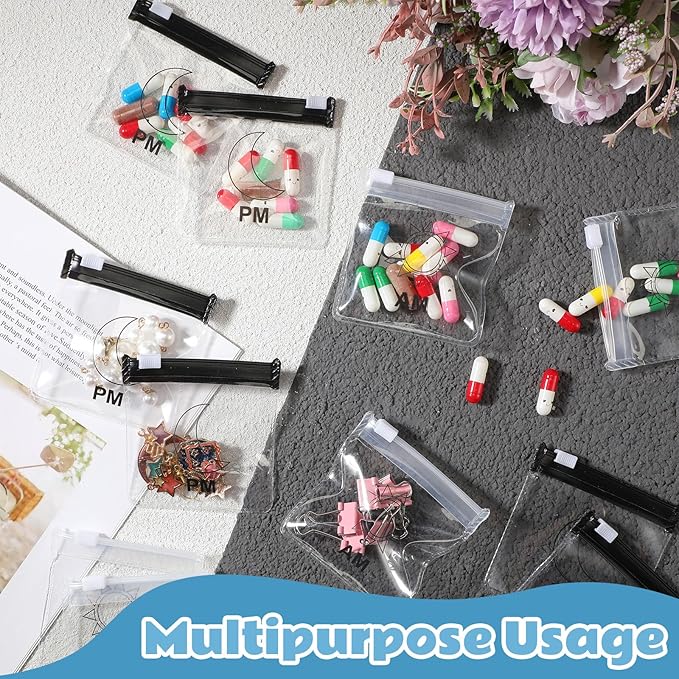 70 Pcs Weekly Pill Pouch Bags Zippered Reusable Medicine Organizer Set Self Sealing Medicine Organizer Travel Plastic Pill Bags with Slide Lock for Small Items Storage(Vivid Style)
