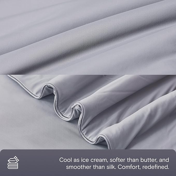 DOZ Lightweight Cooling Comforter, Cooling Blanket for Hot Sleepers and Night Sweats, Q-Max over 0.4, Cool to the Touch Cover, Breathable, Soft, 70"x90", Thundercloud, Twin/Twin XL