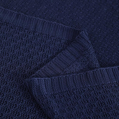 NTBAY Cable Knit Cooling Throw Blanket, Soft and Breathable Throw Blanket 51x67 Inches Made from Rayon Derived from Bamboo for Couch, Sofa, Nap, Navy Blue