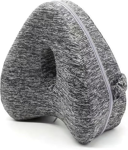 Leg Pillow for Side Sleepers, Memory Foam Knee Pillow with Elastic Strap, Contoured Leg Cushion for Hip & Spine Alignment, Comfort Support Pillow for Sleeping, Home, Office - Grey