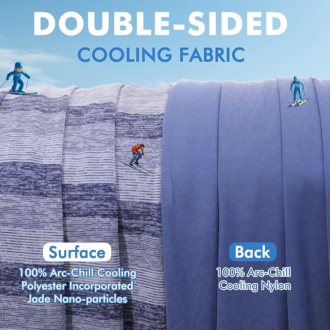 Marchpower Cooling Blanket for Hot Sleepers for Kids, Double Sided Arc-Chill Cooling Fabric Q-Max>0.5, Cooling Blanekt for Hot Flashes and Night Sweats, Cool Blanekt Cold Blanket for Summer Blue