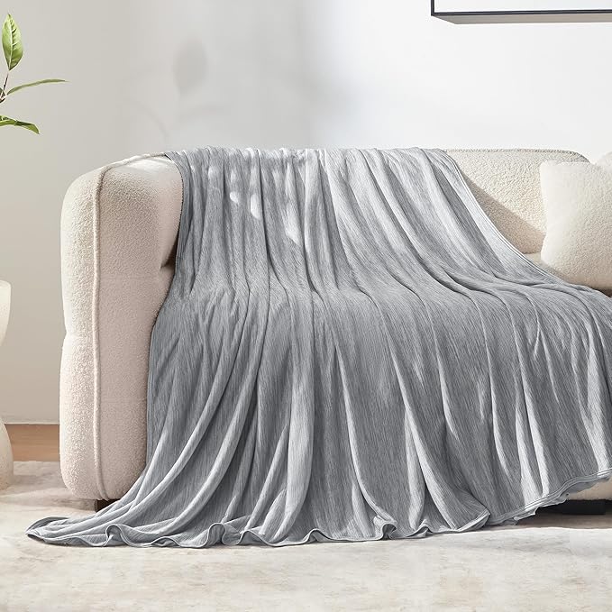 SLEEP ZONE Nanotex Cooling Blanket for Hot Sleepers, Double-Sided Cold Blanket King Size for Bed, Lightweight Summer Blankets for Sleeping (Grey, 90''x108'')