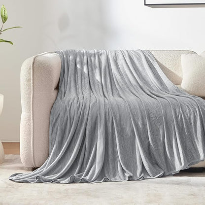 SLEEP ZONE Nanotex Cooling Blanket for Hot Sleepers, Double-Sided Throw Blanket for Couch and Bed, Summer Blanket Thin Lightweight Breathable, Keep Cool for Night Sweats (Grey, 60''x90'')