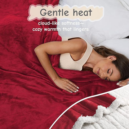 Electric Heated Blanket Full Size 72"x84", Soft Flannel with Overheat Protection, 9 Adjustable Heat Settings & 10-Hour Auto-Off Timer, Fast Heating for Winter Comfort, Red