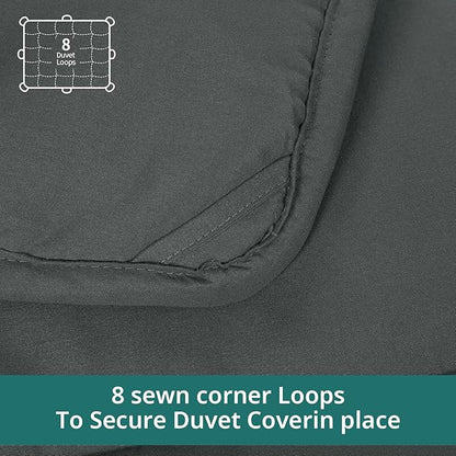 HOMBYS Alaskan King Comforter 132x120, Lightweight Quilted Down Alternative Duvet Insert for All Season,Grey,8 Corner Tabs