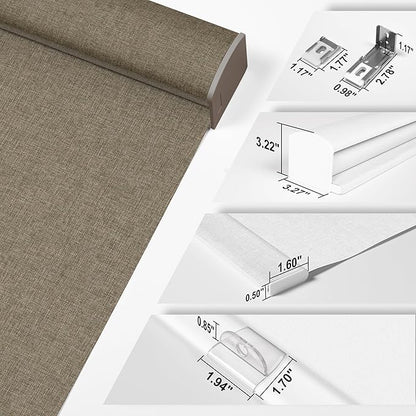 BERISSA Cordless Blackout Roller Shades for Windows,Free-Stop Linen Fabric Windows Blinds with Cassette Valance,Thermal Insulated UV Protection Roller Blinds for Home Office. Dark Brown.32 W x 72" H