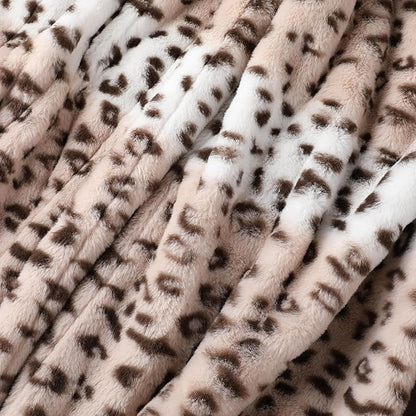 Electric Heated Blanket Throw Size 50"x60", Fast Heating Throw, Soft Microplush for Sofa & Office,6 Heating Levels & 1-10 Hours Auto Off, Machine Washable, Gifts for Family-Leopard Print, Beige