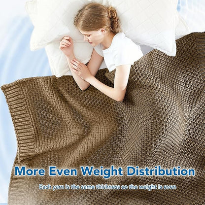 Topcee Knitted Weighted Blanket - 60"x80" 15lbs Queen Size Cooling Chunky Knit Heavy Blanket for Adults Cable Yarn Knit Decorative No Beads Soft Cozy and Cooling Weighted Throw Machine Washable