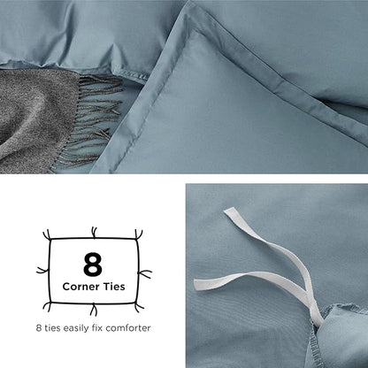 Bedsure Duvet Cover Oversized Queen Size - Soft Double Brushed Bedding Set for Kids & Adults, Zipper Closure, 3 Pieces, Includes 1 Duvet Cover (98"x98") & 2 Pillow Shams, NO Comforter, Mineral Blue