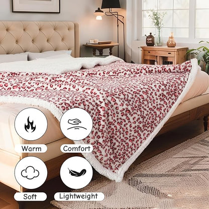 Electric Heated Blanket Full Size 72"x84", Ultra-Soft Plush with Overheat Protection, 9 Adjustable Heat Settings & 10-Hour Auto-Off Timer, Fast Heating for Winter Comfort, Pink White Leopard Print
