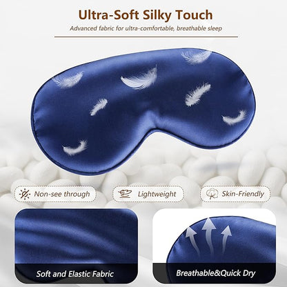 Sleep Mask Silk Eye Mask for Men Sleeping Mask, Adjustable Elastic Strap for Night Shading Sleep Mask, Soft and Comfortable for Both Men and Women (Dark Blue)