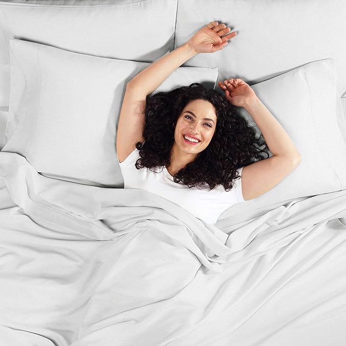 Empyrean 4 Pack Full Fitted Sheets - Deep Pocket, Fits 14-16 Inch Mattress, Ultra Soft Microfiber, Wrinkle-Resistant, Shrinkproof & Fade Resistant Sheets for Full Size Beds, Light Grey