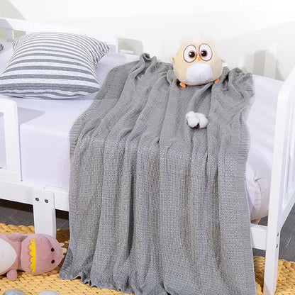 NTBAY Cable Knit Cooling Toddler Blanket, Soft and Breathable Baby Blanket 30x40 Inches Made from Rayon Derived from Bamboo for Crib, Stroller, Nursery, Sliver Grey